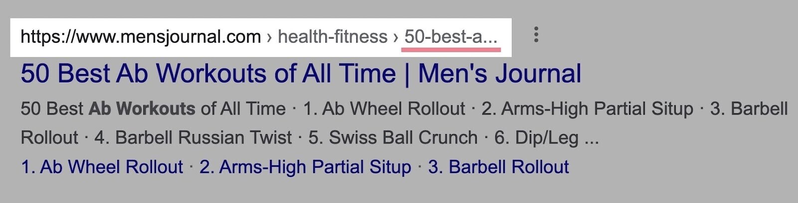 long url slugs get truncated for example "https://www.mensjournal.com/health-fitness/50-best-a..."